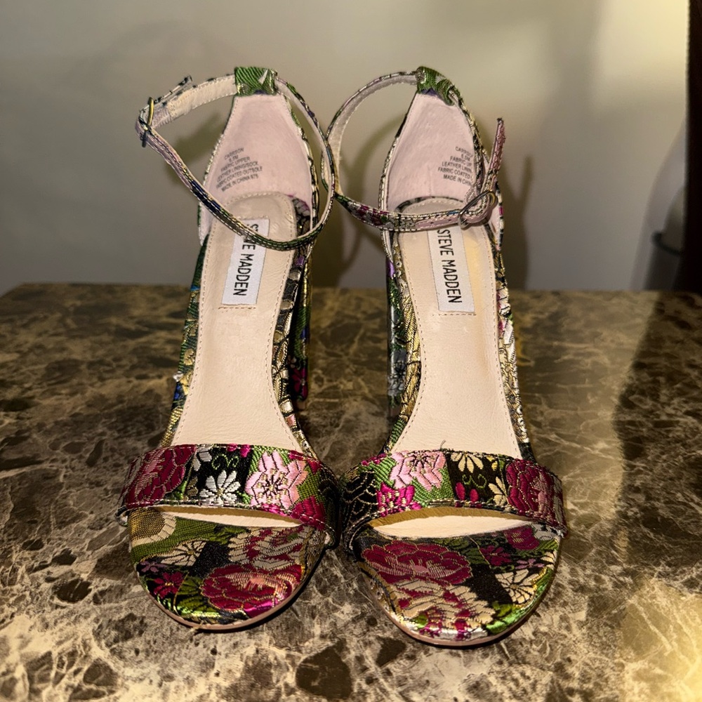 Steve Madden Women's Floral Heels - Pink and Green
